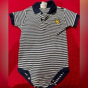 WVU Blue and White Bodysuit with Polo Collar